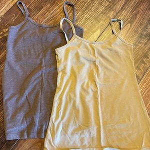 Two Brown Long Tank Tops